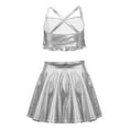 thumbnail image 2 of Miutii Kids Girls Salsa Samba Rumba Latin Jazz Dance Outfits Sequins Camisole Crop Top and Skirt Set for Competition Silver 10, 2 of 3