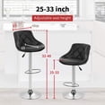 thumbnail image 3 of Set of 2 Bar Stools PU Leather Back Swivel Stools Adjustable Counter Height Barstools Kitchen Counter Stools Modern Bar Chairs with Foot Ring for Bar, Bistro, Kitchen, Patio Pub Use, Brown, 3 of 8