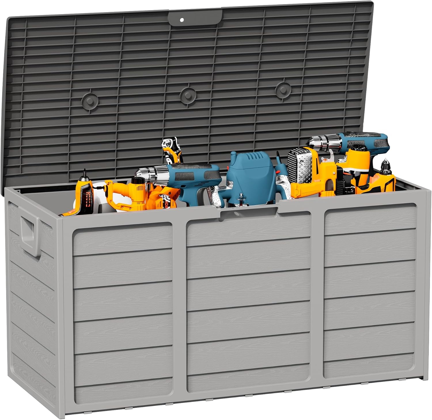 75 Gallon Outdoor Storage Deck Box Weatherproof Durable Resin Container