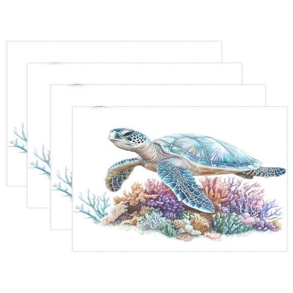 Ryvnso Placemats Set of 4 Sea Turtle Dining Mats Heat-Resistant Non-Slip Washable Table Mat