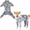 thumbnail image 2 of Ympkerial Holiday Dog Pajamas Onesie for Medium Large Dogs Cozy Stretchable Fleece Jammies with Bone Print Grey Coral Velvet Winter Warm Outfit Pet Clothes, 2 of 9