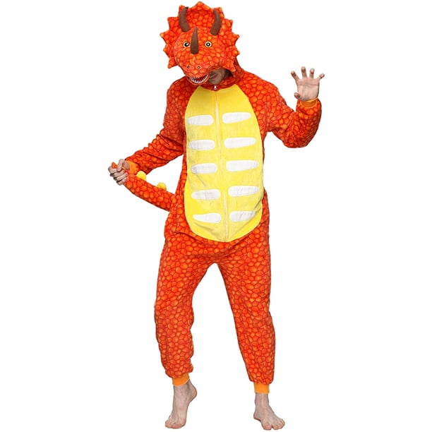 Hombres Triceratops dinosaurio Onesie mujeres pijamas para adultos dibujos animados una pieza Animal Halloween Navidad Cosplay disfraz Adepaton WMCH-44