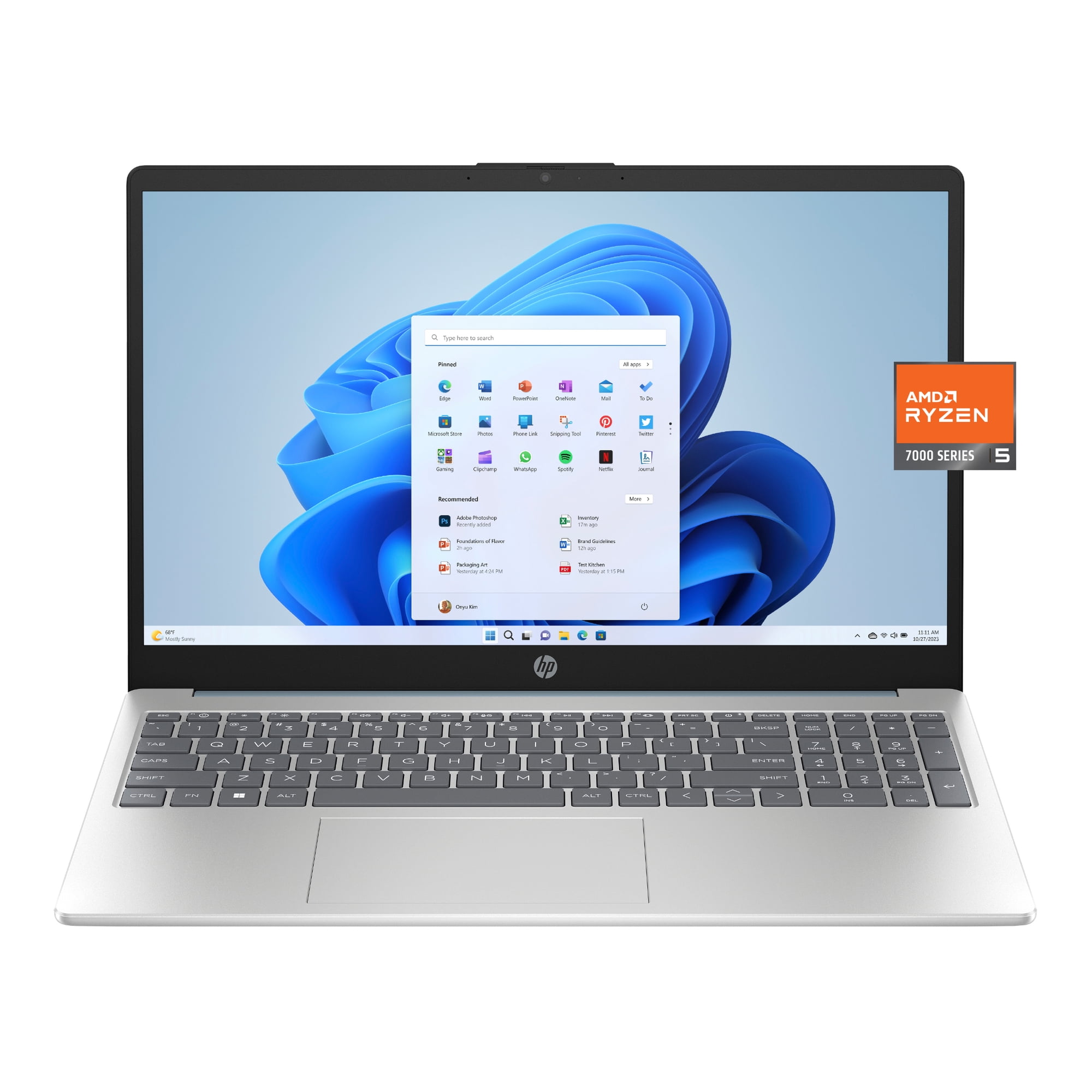 HP 15.6" FHD Laptop, AMD Ryzen 5 7520U, 8GB RAM, 256GB SSD, Moonlight Blue, Windows 11 Home, 15-fc0037wm