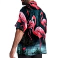 thumbnail image 3 of Flamingo Tropical Rainforest Men's Short Sleeve Hawaiian Shirt, Casual Printed Button Down Beach Tops, Summer Poplin Spread Collar Unisex Button Down Shirts, 3 of 6