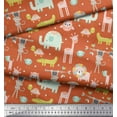 thumbnail image 2 of Soimoi Orange Cotton Voile Fabric Jungle Animals Kids Print Fabric by the Yard 56 Inch Wide, 2 of 3
