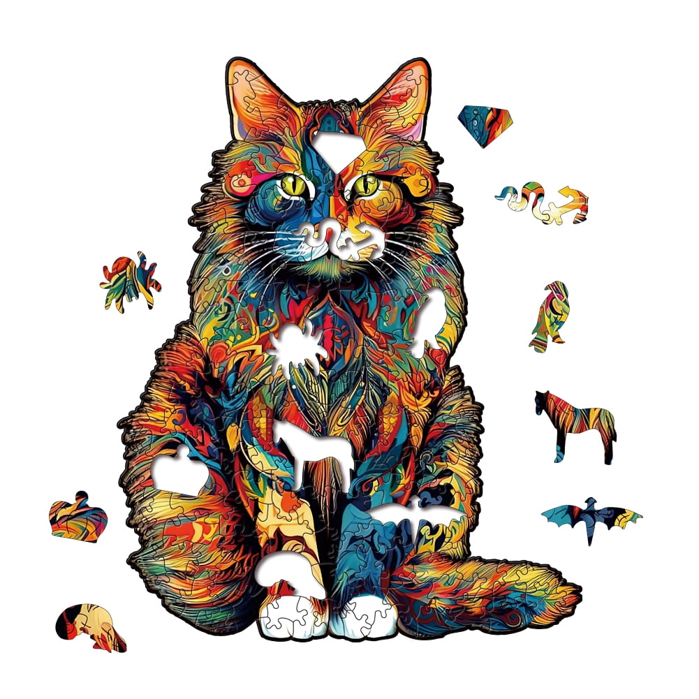 Nestologi Maine Coon Cat Premium Wooden Jigsaw Puzzle for Adults - Large - 5 Hours to Complete