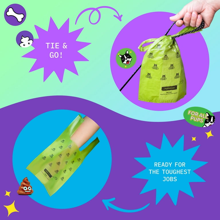 Pogi s Dog Poop Bags with Handles 300 Unscented Doggy Poop Bags with Easy Tie Handles Leak Proof Ultra Thick Poop Bags for Dogs Cat Poop Bags
