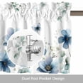thumbnail image 6 of Navy Blue Floral Kitchen Curtain Valances for Windows Farmhouse Short Curtains, Watercolor Eucalyptus Leaves Butterfly Rod Pocket Valance Curtain for Bedroom Cafe Living Room 42"x18", 6 of 8