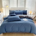 thumbnail image 5 of Summercome Duvet Cover Twin Size, 3 Pieces Soft Microfiber Duvet Cover Set, Washed Cotton Bedding Set Cover, All Season Beding Set, Include 1 Duvet Cover with Zipper, 1 Flat Sheet, 2 Pillowcases, Blue, 5 of 9