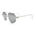 thumbnail image 6 of Mens Luxury Half Rim Metal Frame Rectangular Euro Fashion Sunglasses Silver - Silver Mirror, 6 of 7