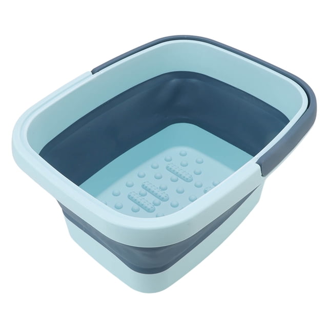 Foldable Foot Tub, Foldable Foot Tub Portable Silicone Foot Massage Bath Bucket Household Foot Spa Basin(Blue)