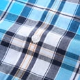 thumbnail image 3 of Bienzoe Boy's Cotton Plaid Roll Up Button Down Sports Shirts Navy/Blue 13/14, 3 of 9