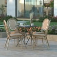 thumbnail image 3 of Emma + Oliver Set of Four Indoor/Outdoor Stacking Thonet Bistro Style Chairs with Natural & White PE Rattan Seat and Lt Nat Bamboo Metal Frame, 3 of 15