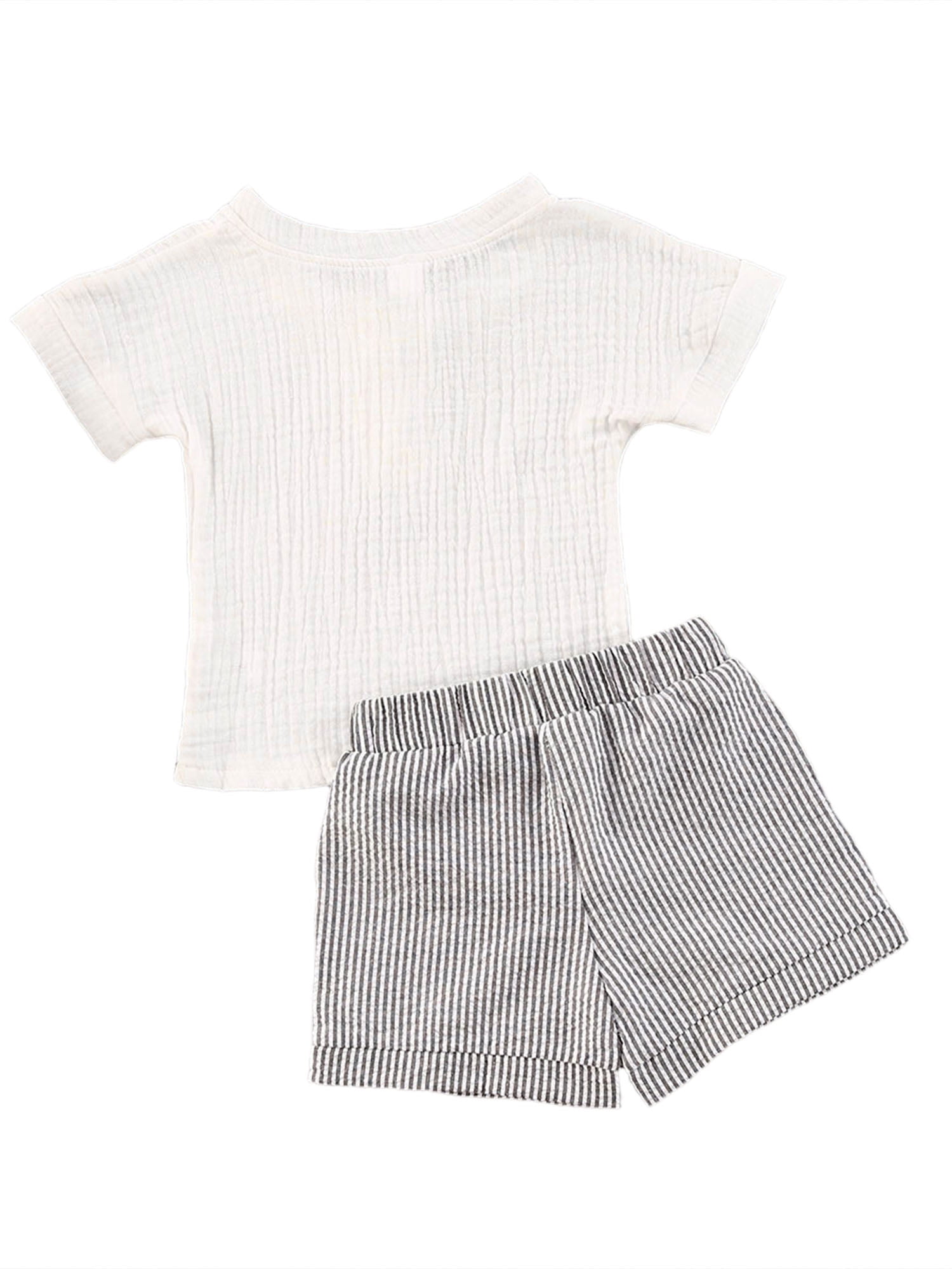 Magrit Short Set Milk　2-3y ZAXARRA Baby Summer Clothes Set Solid Color Short Sleeve T-shirt+