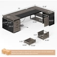 thumbnail image 2 of 78" Executive Desk with Lockable File Cabinet, L Shaped Executive Desk with Power Outlets, Reversible Computer Desk with Drawers, Storage Shelves and Privacy Screen, Gray, 2 of 7