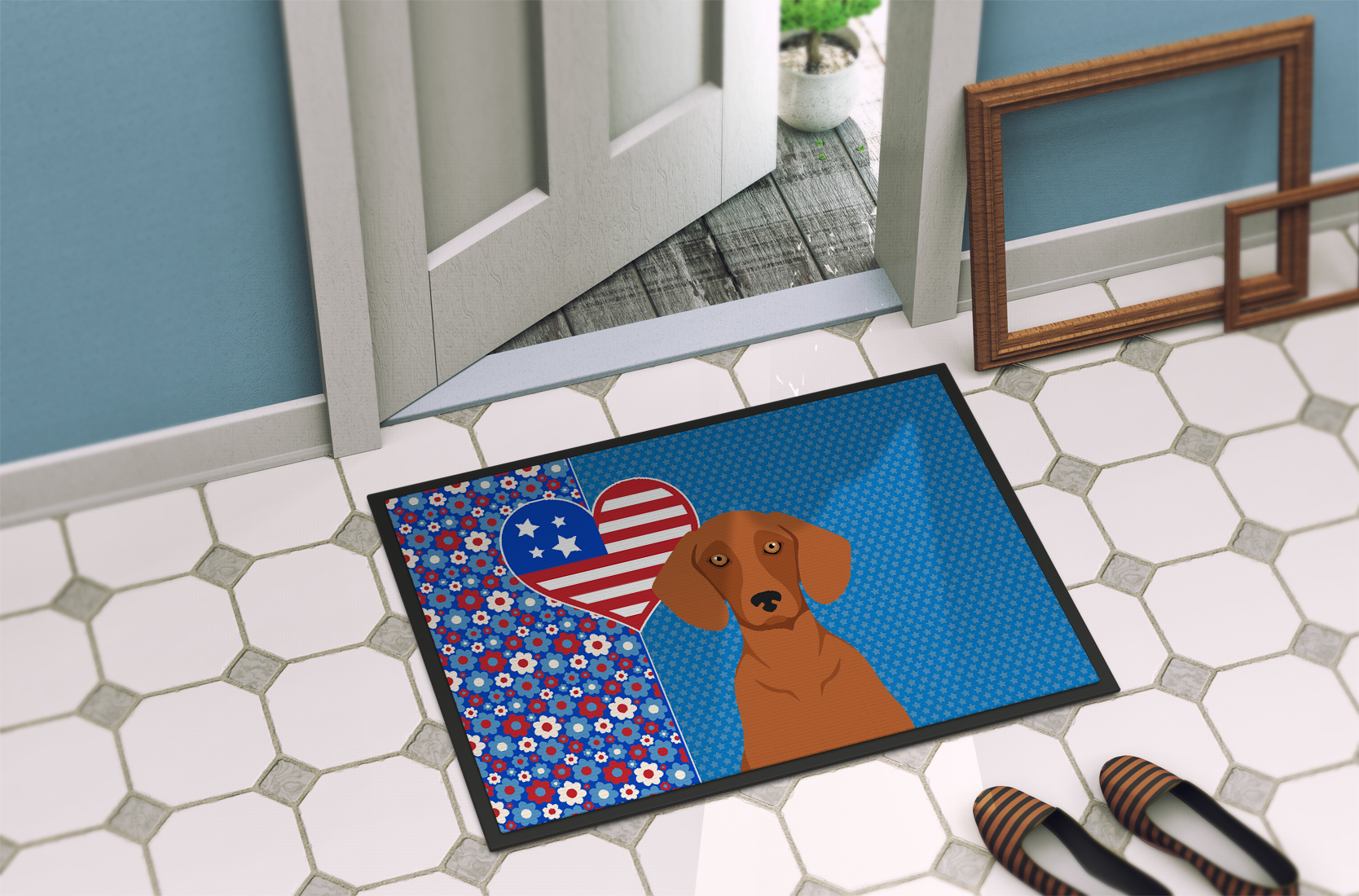 Red Dachshund Indoor or Outdoor Mat 24x36 36 in x 24 in