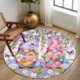 thumbnail image 2 of Round Rug 7Ft Washable Non-Slip, Blue Purple Gnomes Circle Area Rugs for Living Room Bedroom, Spring Hydrangea Flower Leaf Pink Plaid Indoor Floor Mats Carpet Runner for Home Decor Aesthetic, 2 of 8