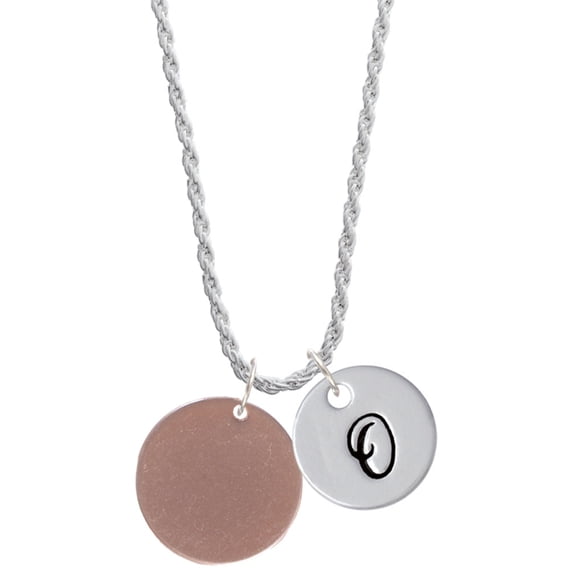 Delight Jewelry Acrylic 7/8" Disc Rose Goldtone Silvertone Script Initial Disc - O - Charm Necklace, 20"+3"
