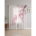 thumbnail image 4 of Sheer Curtains 72 Inches Long 2 Panels, Cherry Blossoms Country Pink Flower Rod Pocket Curtain Voile Draperies, Retro Linen Light Filtering Window Treatment for Living Room Kitchen Bedroom, 4 of 8