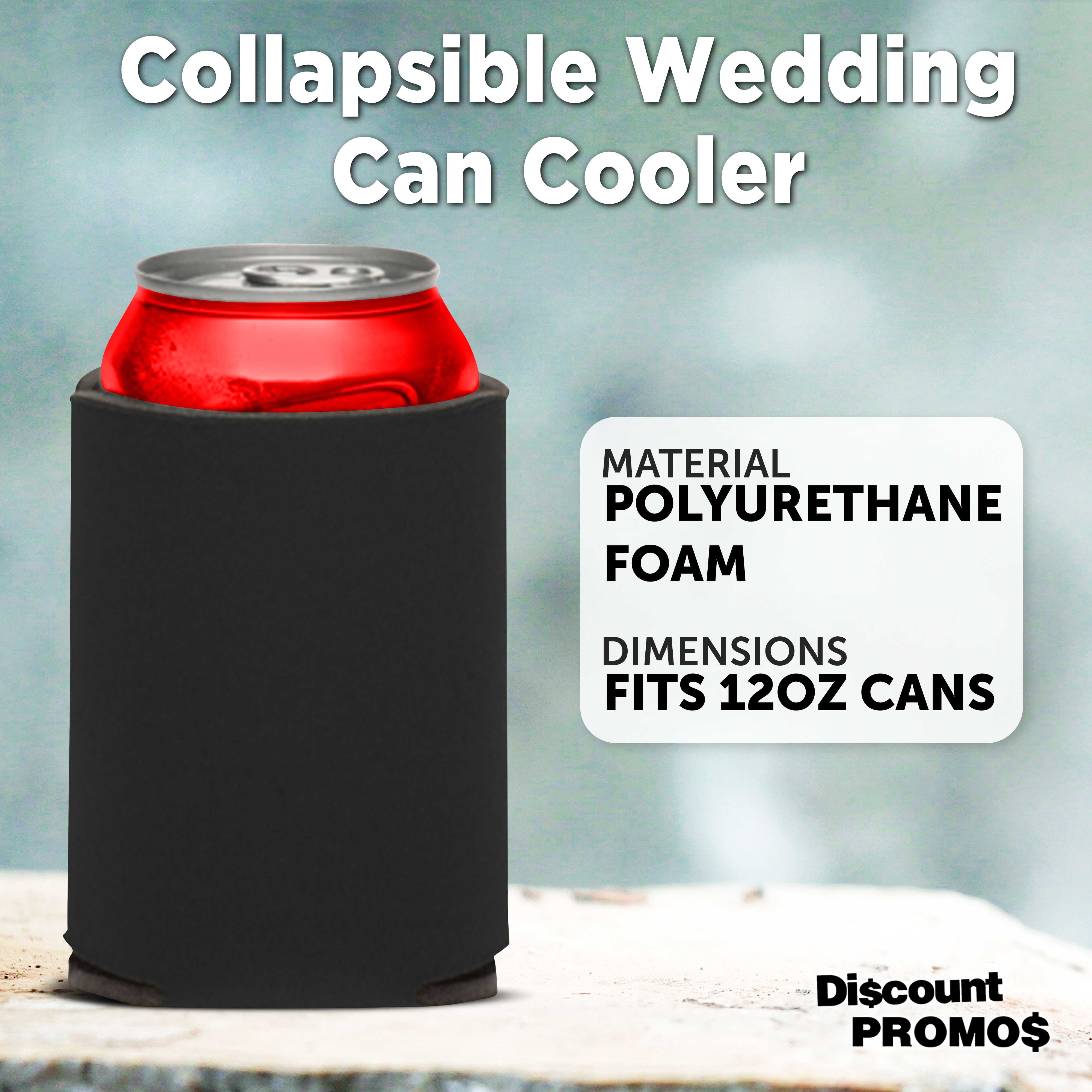 Collapsible Couple Wedding Can Coolers Set of 10, Bulk Pack - Keeps Your Drink Cooler, Great for Beer, Soda, Other Beverages - Black