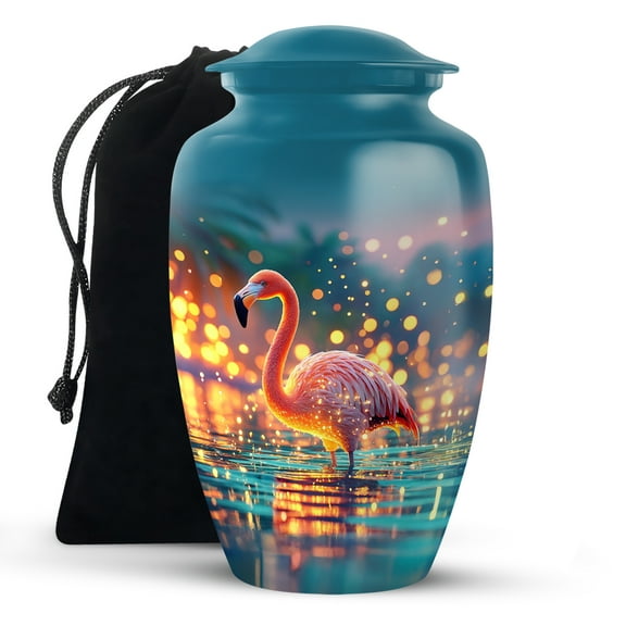 KARYLIZ Flamingo with Waterfall Ashes Keepsake Urn, Cremation Urns for Male and Female, Large Urn for Couples, Burial and Funeral Urns