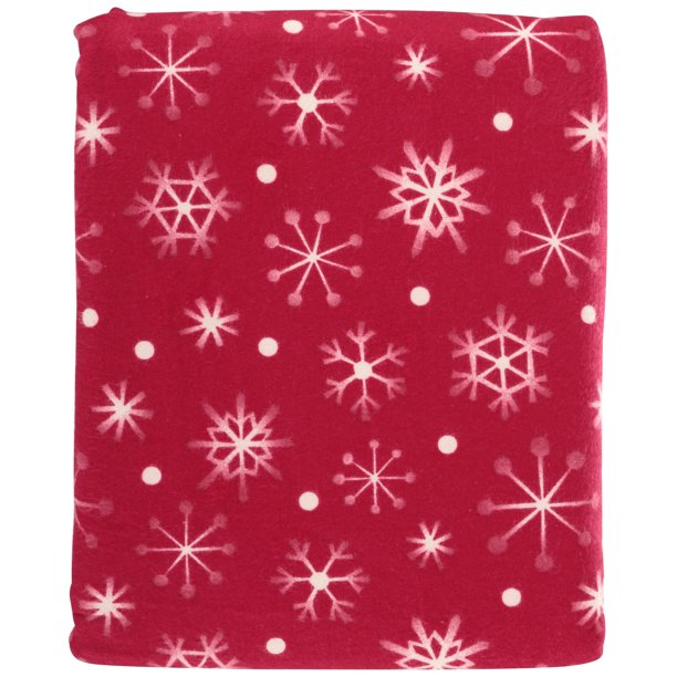 Mainstays Flannel Sheet Set, Red Snowflake Print