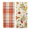 thumbnail image 2 of Contemporary Home Living Set of 2 Orange and Green Floral Rectangular Dishtowels 28", 2 of 2