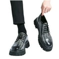 thumbnail image 3 of TIREOW Men's Print Lace Up Round Toe Platform Increase Formal Oxfords Modern PU Leather Lug Sole Casual Loafers Classic Comfort Slip On Fashion Business Dress Shoes, 3 of 6