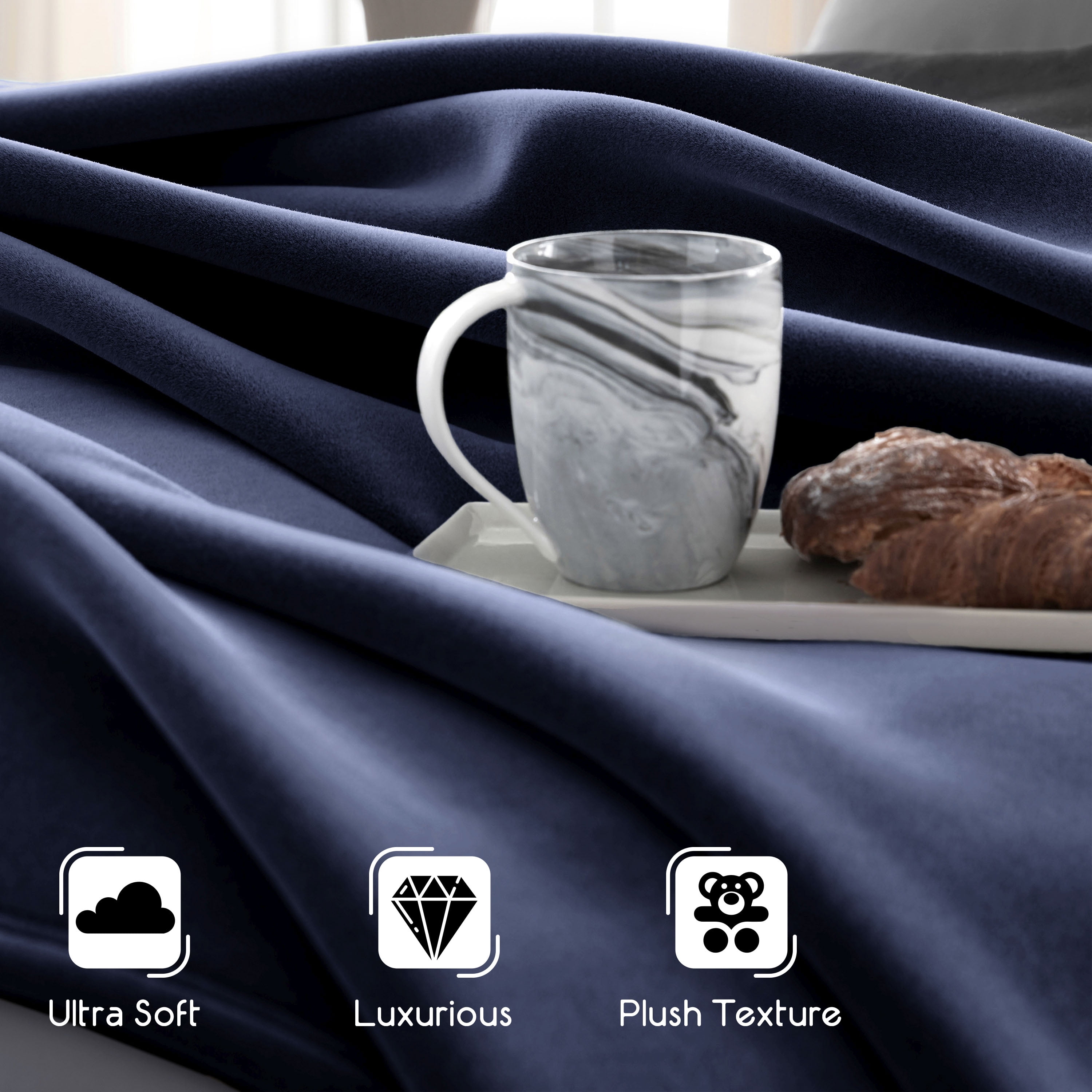 Soft All-Season Fleece Throw Blanket – Cozy Layering Bed Blanket – King Size – Navy
