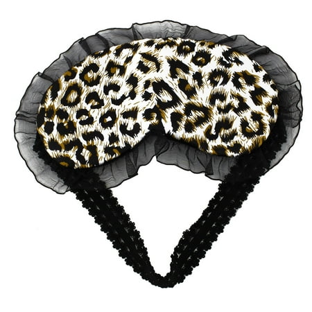 Travel Lace Decor Leopard Pattern Night Rest Relax Eyes Shade Cover Mask Black
