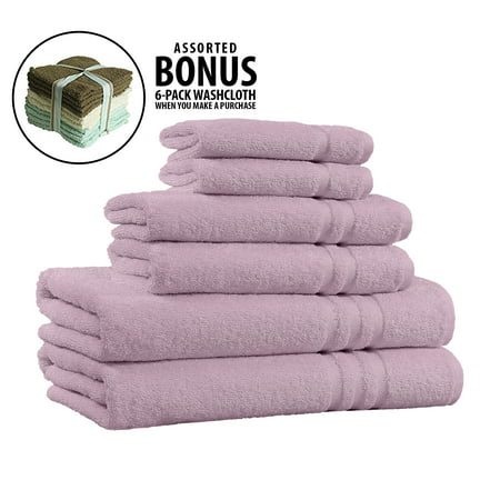 100% Cotton 6-Piece Towel Set - 2 Bath Towels, 2 Hand Towels, and 2 Washcloths - Super Soft, High Quality, High-Absorbent, and Fade-Resistant - 650 GSM - Made in India (Best Quality Bath Towels India)