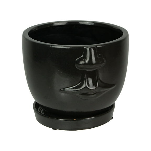 Napco Imports Brown Ceramic Face Planter Decorative Flower Pot Plant Holder Decor