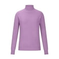 thumbnail image 4 of Hinvhai Women's Turtleneck Sweater Basic Petite Tunic Tops Pullover Solid Casual Lightweight Long Sleeve Knitwear Purple 6(M), 4 of 6