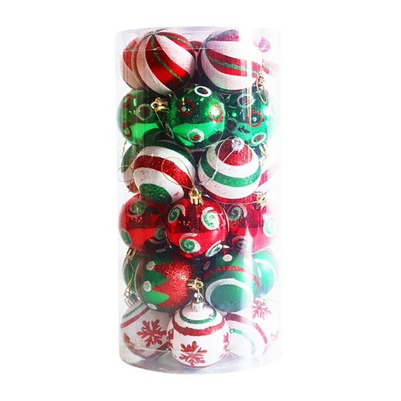 2.36"/30ct Shatterproof Clear Plastic Christmas Ball Ornaments Decorative Xmas Baubles Set with Stuffed Delicate Decorations for Wedding,Thanksgiving,Party(60mm, Red)