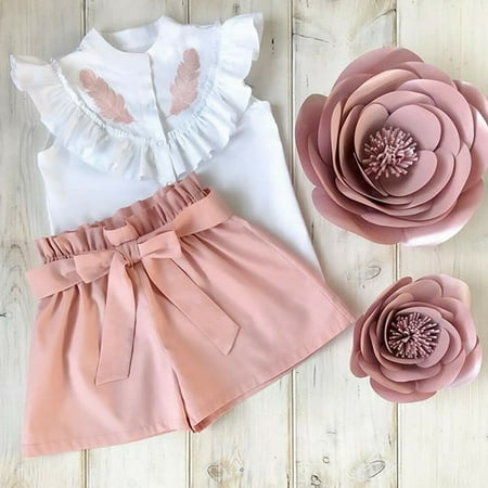 

Toddler Kid Baby Girl Sleeveless Tops T Shirt Shorts Pants Outfit Set Clothes