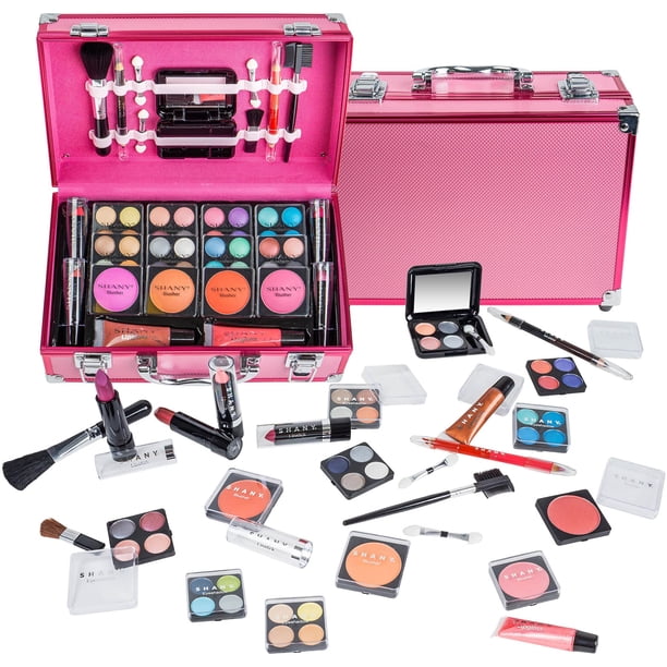 SHANY Estuche para llevar todo el maquillaje con juego de maquillaje profesional, brochas de maquillaje, lápices labiales, sombras de ojos, coloretes, polvos y más - Organizador de almacenamiento de m