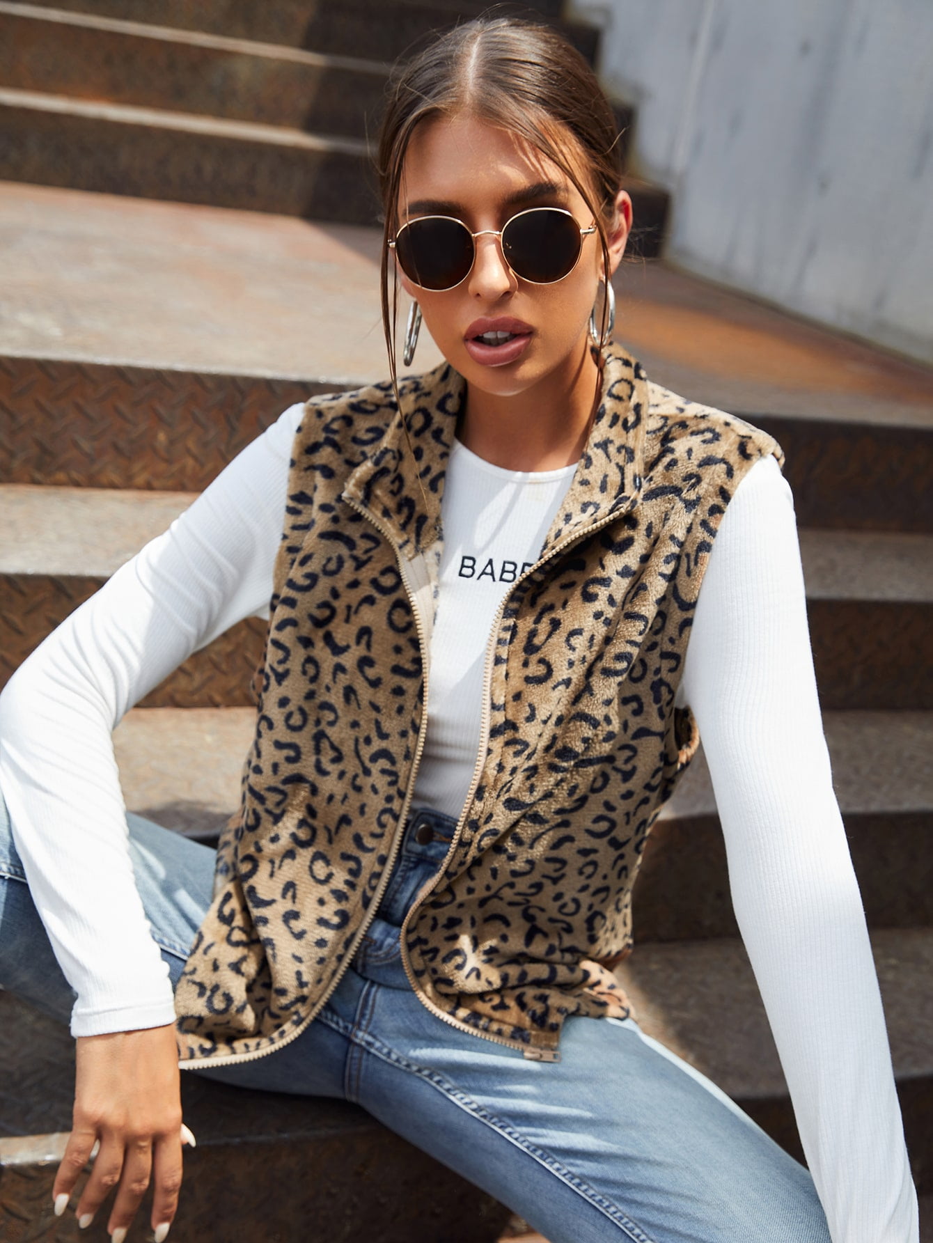 ladies leopard vest