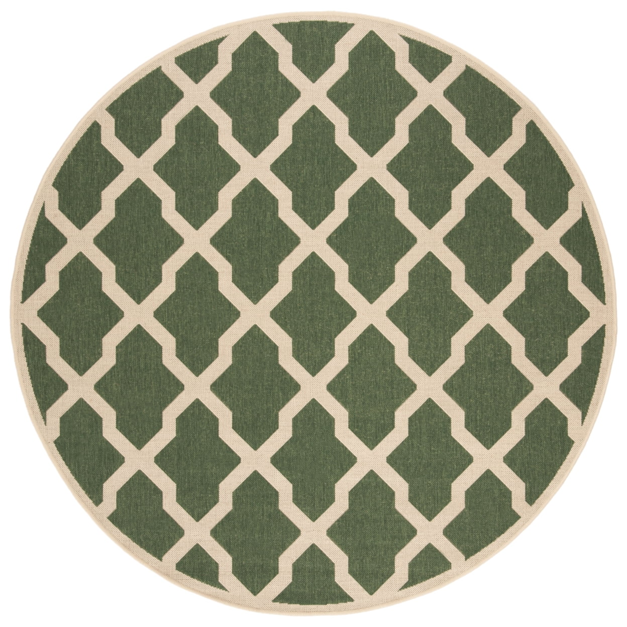 SAFAVIEH Beach House Talbot Geometric Indoor/Outdoor Area Rug, Green/Creme, 6'7" x 6'7" Square