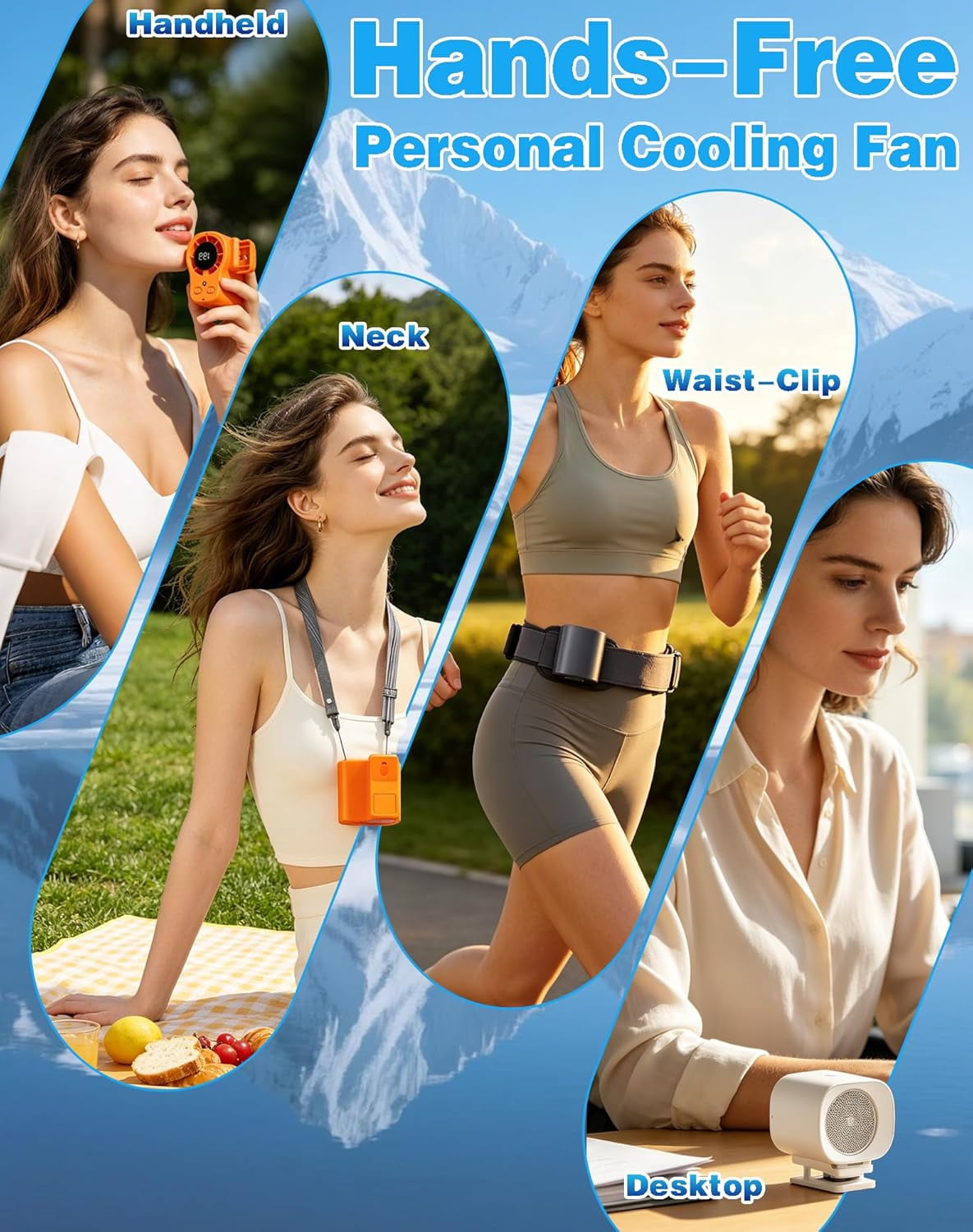 Carzlab Portable Clip On Car AC Air Conditioner Fan, 3 Speed Cold Air Blowing Car A/C Cooling Fan for Car Seat Dashboard Road Trip Camping, Aire Acondicionado para Carro(A-Black)