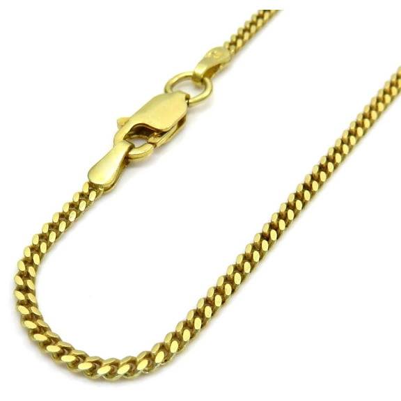 14K Yellow Gold 2mm Miami Cuban Chain, FREE Microfiber Cloth, Solid Gourmette Curb Link Mens Womens Necklace, Giorgio Bergamo