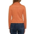 thumbnail image 3 of INSPIRE CHIC Women's Motorcycle Jacket Faux Suede Solid Color Asymmetric Zipper Jacket S Orange, 3 of 6