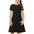 thumbnail image 2 of MKOSPLRT Sunderss for Girl 4-14 Years Short Sleeve Swing A Line Dress Crew Neck Funny Love Print Twirly Skater Dress Summer Beach Dresses, 2 of 7