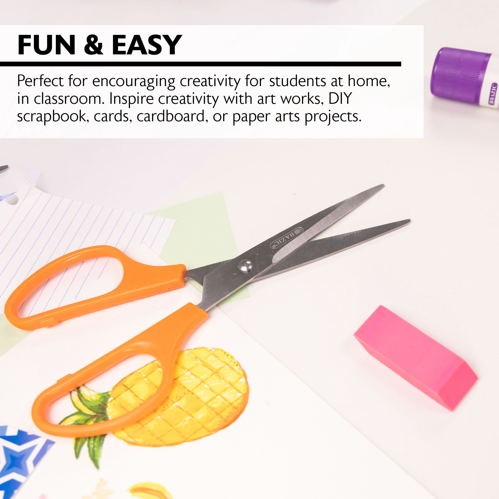 BAZIC 8" Double Thumb Stainless Steel Scissors, Straight Handle, 24-Pack