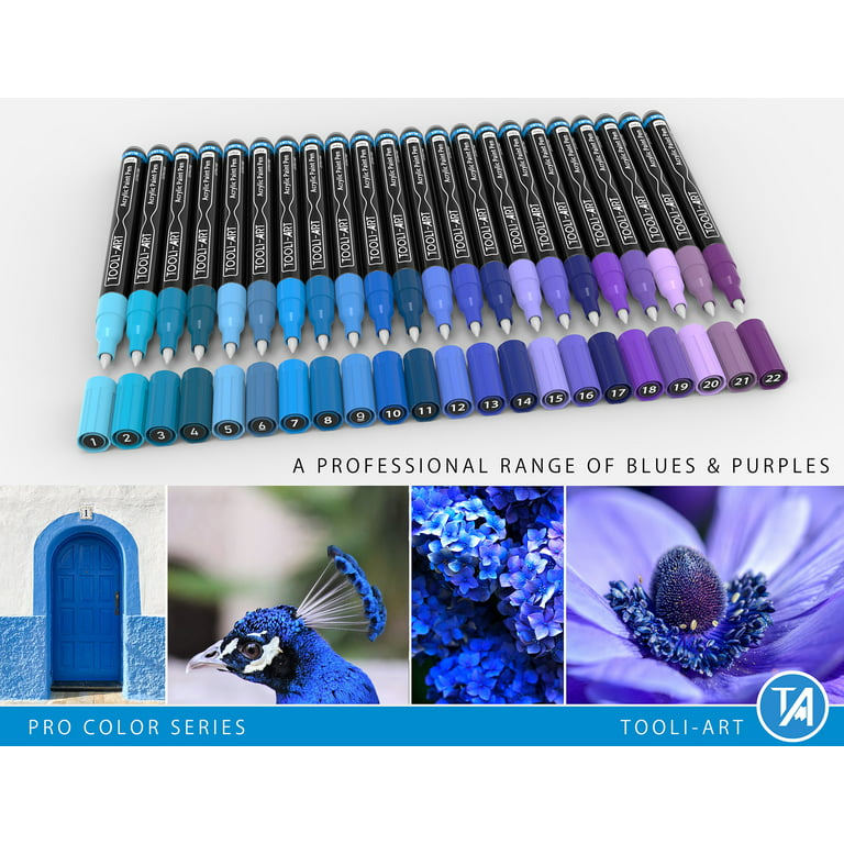 12x15g 0,5oz Blue, Purple Color Makers Set: Pigments, Arabic Gum