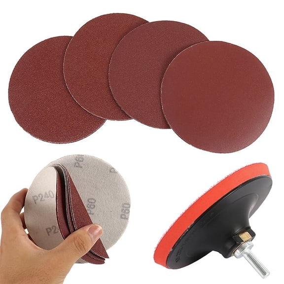 12 Pcs 5 Inch Hook And Loop Backing Pad Sanding Discs Kit Drill Grinder Rotary Tools Adaptor (5" )