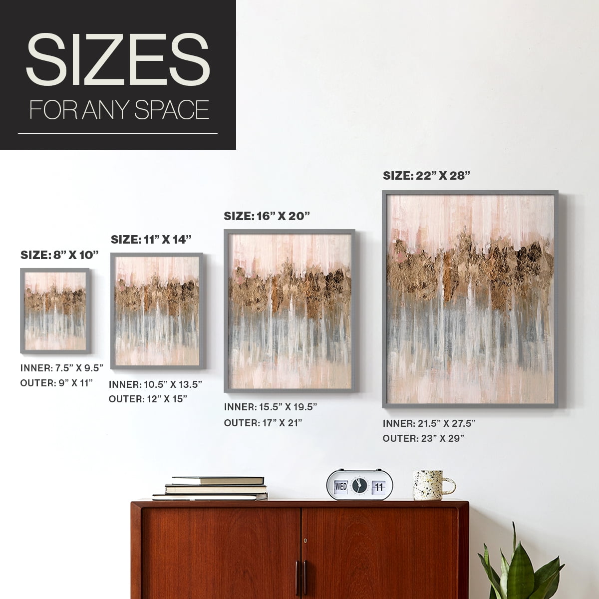 Spring Shadows in Gray Solid Wood 22 x 28 Framed Print