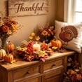 thumbnail image 3 of Cheapark Artificial Maple Leaf Berry Candle Ring Wreath, Fall Harvest Tabletop Candlestick Garland, Halloween Thanksgiving Seasonal Centerpiece Decor, Single Ring 11.81 In, 3 of 6