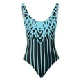 thumbnail image 4 of Xmyrz Swimsuit Women Bathing Suits Large Size Figure Shaping U Neck Striped Print Quick Dry Wide Shoulder Straps Swimwear Young Adult Swimsuits, 4 of 5