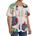 thumbnail image 2 of Uemuo Mushroom Pattern Cotton Linen Short Sleeve Shirts,Casual Lightweight Button Down Shirts,Vacation Beach Summer Tops-Small, 2 of 7