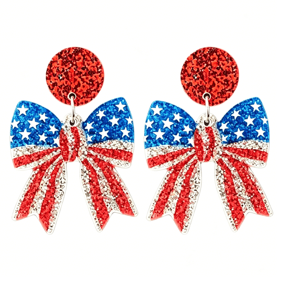 DESIGNICE 4Th of July American Patriotic Acrylic Earrings for Women Glitter Red White and Blue Firework Earrings Lightweight Independence Holiday Memorial Day Dangle Earring Decor Accessories